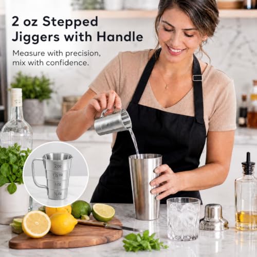 4 Pieces Stepped Jiggers with Handle