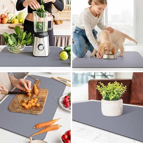 Dish Drying Mat Absorbent Dish Drying Mats for Kitchen Counter 18"x 32" (Classic Grey / 32" x 18")