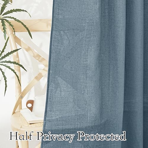 Sheer Curtains 108 inches (Stone Blue / 52"W x 108"L (Pack of 2))