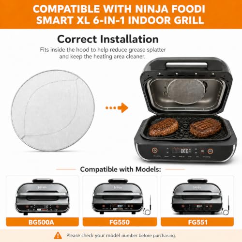 2PCS Stainless Steel Splatter Shield for Ninja Foodi FG551 Air Fryer