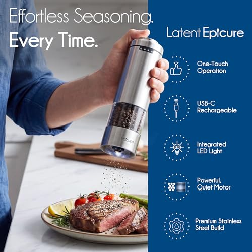 Electric Salt and Pepper Grinder Set (Stainless Steel)