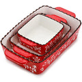 3 Pack Ceramic Bakeware Set (Red)