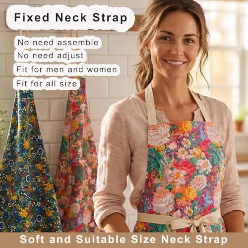 2 Pack Floral Aprons with Pocket (2pack #D)