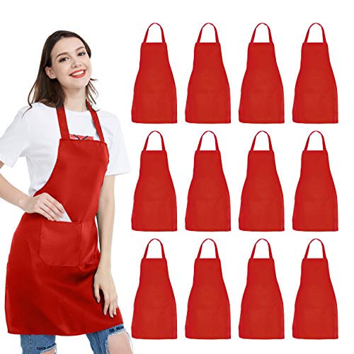 12 Pack Bib Apron (Red)