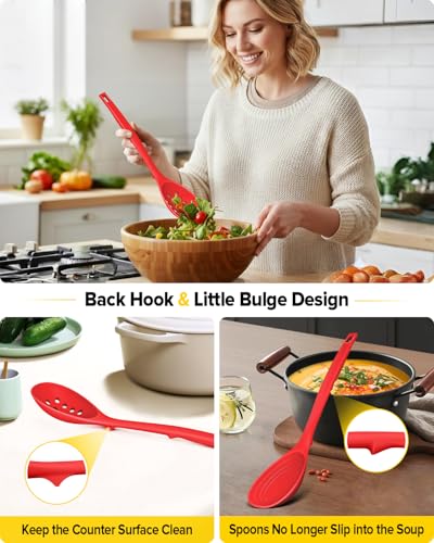 Pack of 2 Silicone Cooking Spoons (Red)