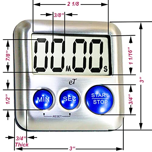 Elegant Digital Kitchen Timer Stainless Steel (Plumberry 6-pack)