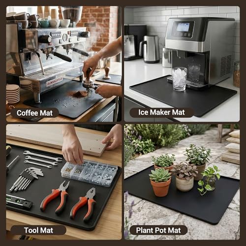 Silicone Coffee Mat for Countertop (Black / 24" x 16")