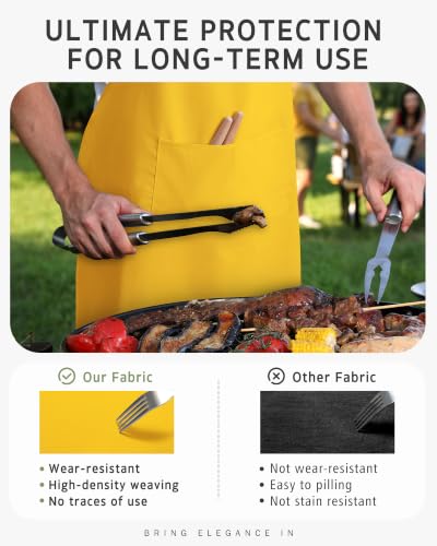 Chef Apron for Men Women with Pockets (Yellow)