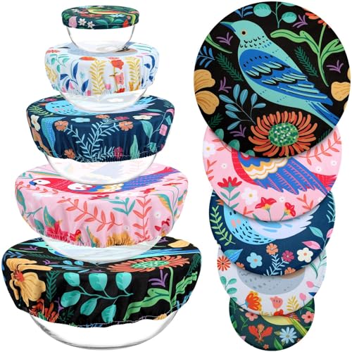 5 Pieces Bowl Covers Reusable (Floral Bird)