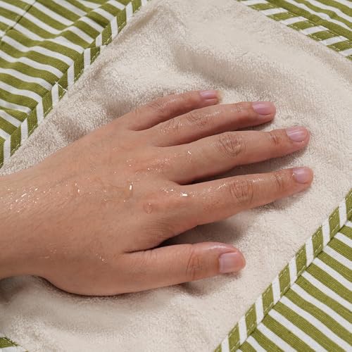 Cute Cotton Apron for Women (Medium / Green Striped)
