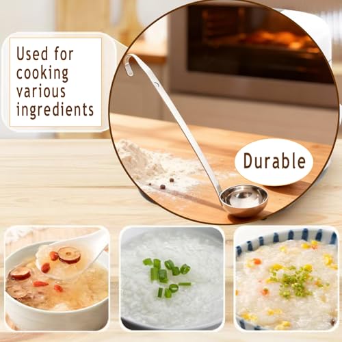 4 Pieces Stainless Steel Soup Ladle Metal Handle Ladle with Pouring Rim