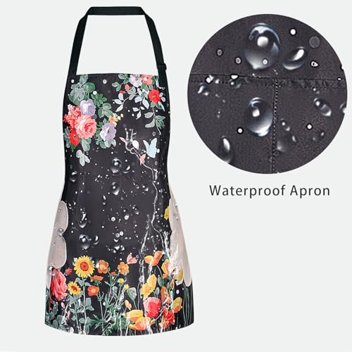 2 Pack Floral Aprons with Pocket (2pack #a)