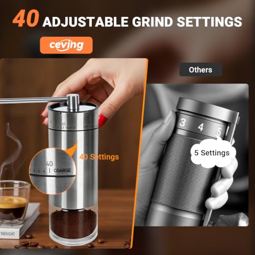 Mini Manual Coffee Grinder With 40 Adjustable Settings (M05 PRO / Steel Burr)