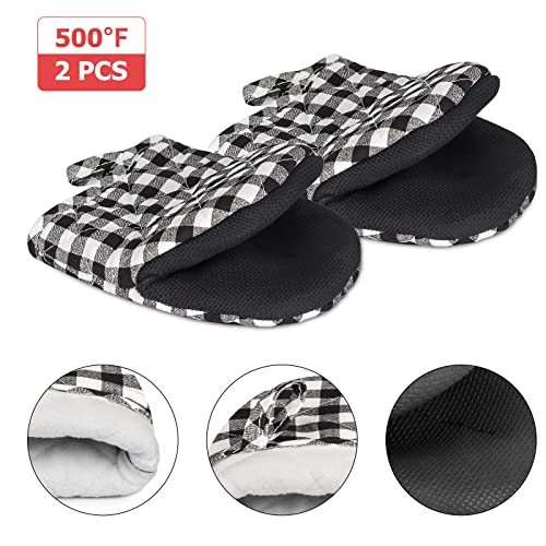 Mini Oven Mitts 2 (Black and White Plaid / 2 Pieces Set)