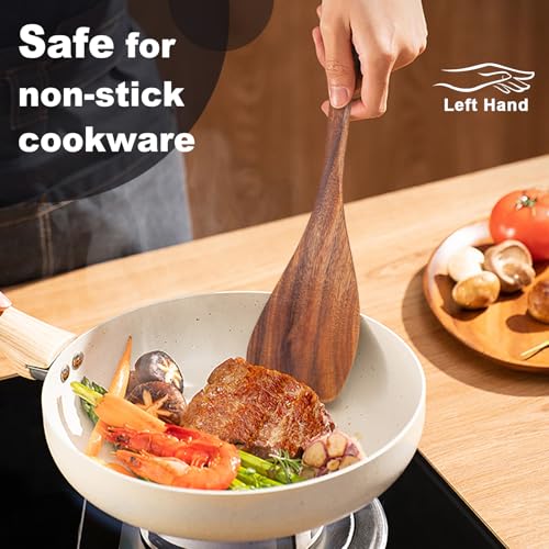 Wooden Spatula Nonstick Turner Acacia Wood (11.5 Inch / Dark Brown)