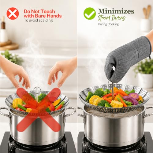 304 Expandable Collapsible Vegetable Steamer Basket for Pot (Extra Large (6.5" to 10.8"))