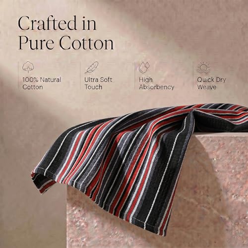 Kitchen Towels Cotton Dish Towels 20”x30” (20" x 30" (Set of 6) / 010 Black - Stripes)