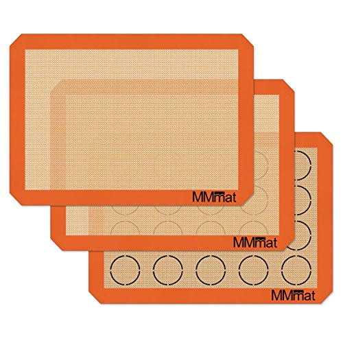 Best German Silicone Baking Mat (2 Half Sheets + 1 Macaron Sheet Baking Mat Set / 11.625 x 16.5 inches (LxW) *3)