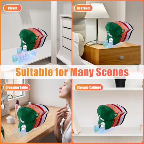 Hat Organizer for Baseball Caps Hat Rack Acrylic Hat Stand 2Pack No Install (Multicolor-2Pack)