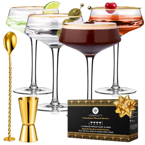 Deluxe Espresso Martini Glasses Set of 4 (Set of 4 10oz)