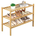 3 Tier Bamboo Shoe Rack for Closet Free Standing Wood Shoe Shelf Storage Organizer for Entryway Small Space Stackable 27"x11"x20" (Natural / 3 Tier)