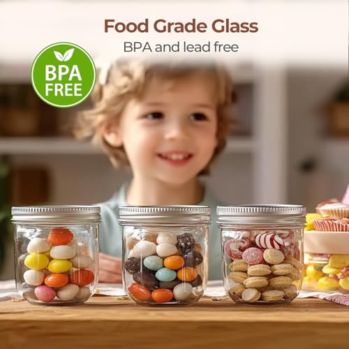 8 oz Wide Mouth Mason Jars Bulk Set (8 fl oz x 12 - Wide Mouth)