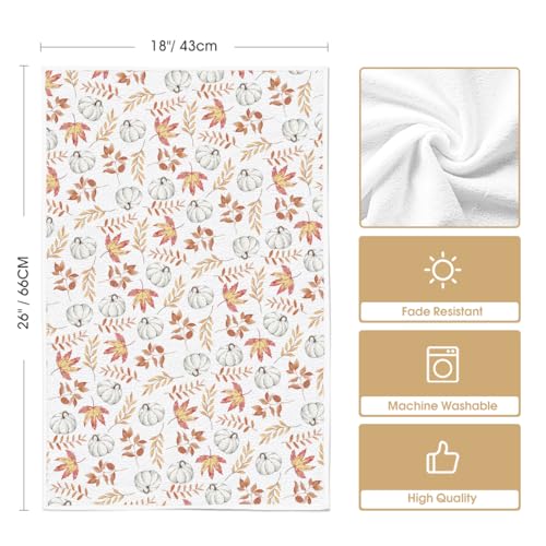 Orange Leaves Fall Kitchen Towels Set of 2 18x26 Inch (Orange)