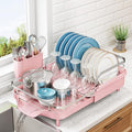 Expandable Dish Drying Rack for Kitchen Counter (Pink)
