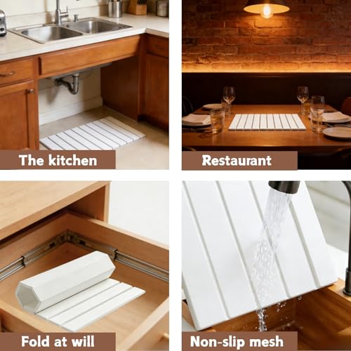 Large Dish Drying Mats for Kitchen Counter (White)