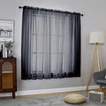 Sheer Curtains 63 Inch Length 2 Panels (Black / 42"W x 63"L (Pack of 2))