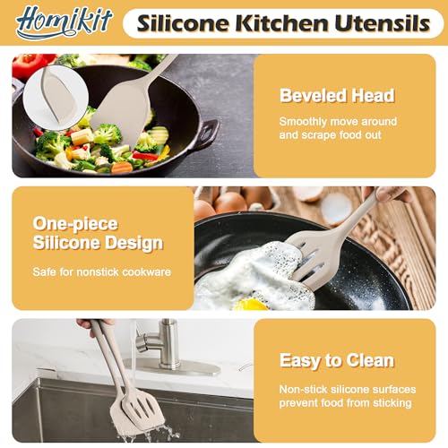 15 Piece Kitchen Cooking Utensil Set (Khaki)