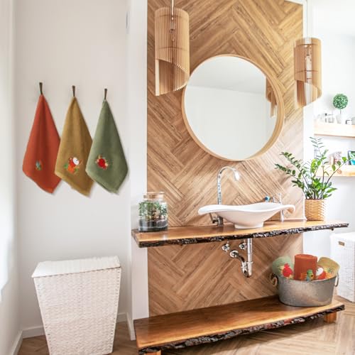 3 Pcs Fall Hand Towels for Bathroom 13.8 x 29.5 Inch Autumn Decorative Bath Towels Sets 100% Cotton Embroidered Pumpkin Maple Thanksgiving Bathroom Decor (Green Orange Yellow / Pumpkin)