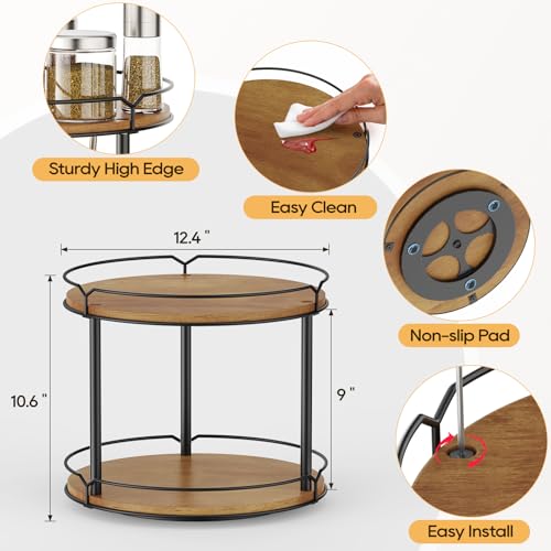 12.4" Lazy Susan Organizer 2 Tier (Brown-12.4")