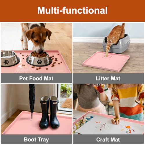 22" x 19" Extra Thick Silicone Mat Waterproof with Raised Edge (Pink / 22"L x 19"W)