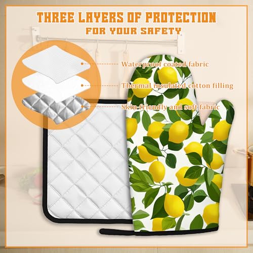 Lemon Oven Mitts and Pot Holders Set (Lemon)