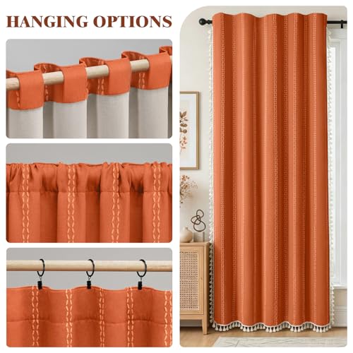 Burnt Orange 100% Boho Blackout Curtains 2 Panels 52W X 82L (Burnt Orange / 52"W x 82"L (Pack of 2))