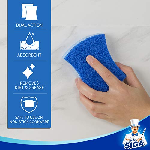Non Scratch Cellulose Scrub Sponge (Royal Blue, Light Blue / 4.1x0.8x3.3inch)