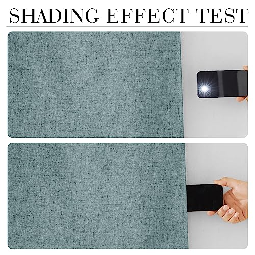 100% Blackout Linen Textured Curtains 90 inches Long (Misty Blue / 52"W x 90"L (Pack of 2))
