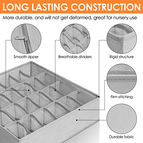 6 Pack Sock Underwear Drawer Organizer Dividers (6 Pack / Grey)