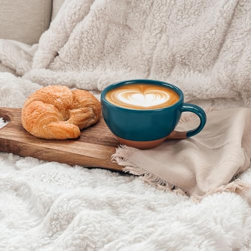 Ceramic Latte Art Mug With Saucer (Azure Blue)
