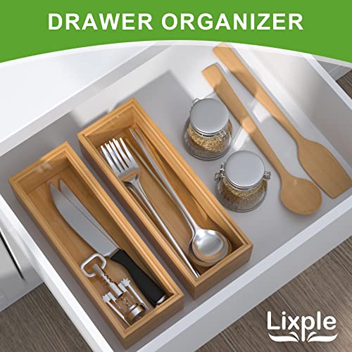 Bamboo Kitchen Drawer Organizer (9 x 3 x 2 Inch / Yellow)