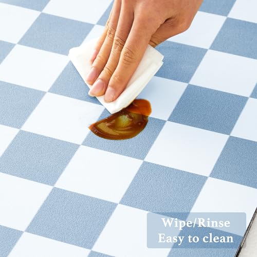 Checkered Dish Drying Mat for Kitchen Counter (Blue / 24" x 16")