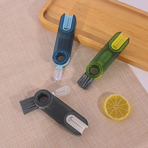 3 in 1 Cup Lid Gap Cleaning Brush Set (Blue+green+grey)