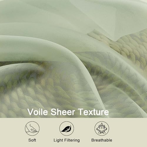 Extra Long Sheer Light Green Curtains for Bedroom Living Room 120 Inches Long 2 Panels Set (Light Green / 42"W x 120"L (Pack of 2))