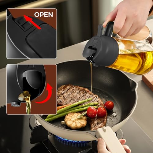 4Pcs 16oz 470ml Glass Olive Oil Sprayer Set with Stickers (4Pcs Gift Set)