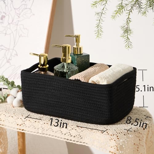 Small Storage Baskets for Organizing (4pcs-L13xW8.5xH5.1" / Black)