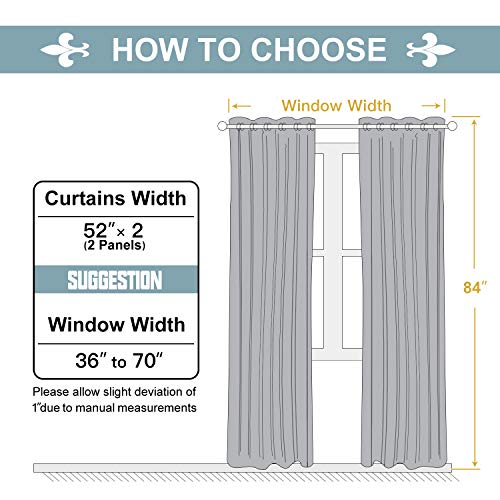 100% Blackout Curtains for Bedroom 84 Inches Long 2 Panels Set (52"W x 84"L (Pack of 2) / Navy Blue)