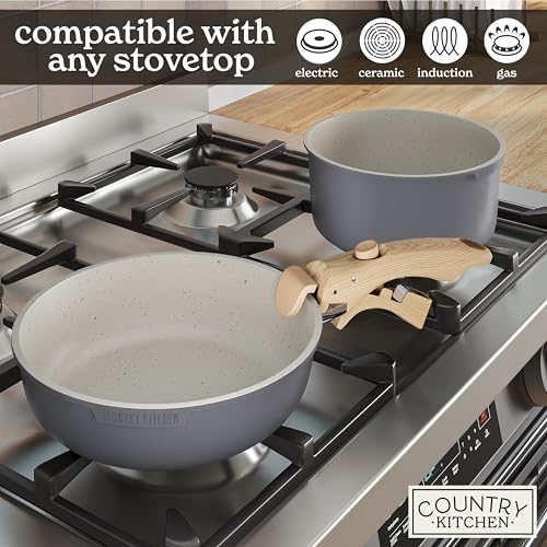 Cookware Set with Removable Handle (Grey/Ivory Wood Handle / Original)