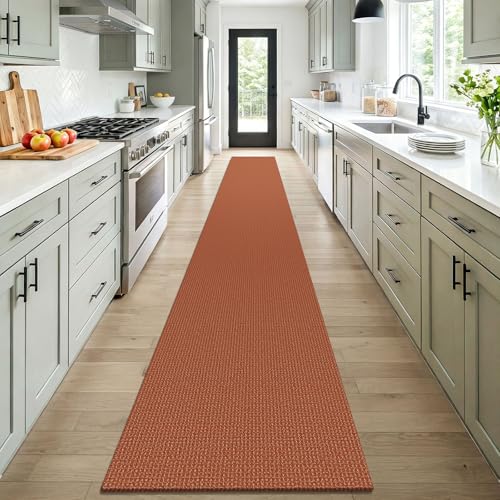Orange 2x16 Runners Rugs for Hallway (Burnt Orange/Tan / 2' x 16' (Runner))