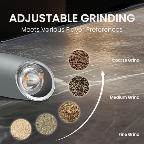 Battery Operated Salt And Pepper Grinder Set 2 Pack (Battery/2pcs/LightGrey)